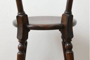 中古　美品　松本民芸家具　凝った装飾が素敵な南京小椅子(板座チェア、イス、いす、ダイニングチェア)(R-069347)