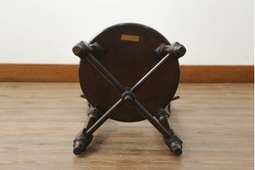 中古　美品　松本民芸家具　凝った装飾が素敵な南京小椅子(板座チェア、イス、いす、ダイニングチェア)(R-069347)