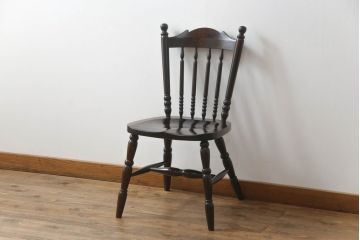 中古　美品　松本民芸家具　16型スピンドルチェア　ゆったりと座れるダイニングチェア(板座チェア、椅子、イス)(R-069348)