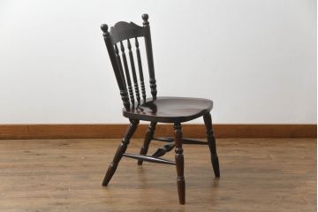 中古　美品　松本民芸家具　16型スピンドルチェア　ゆったりと座れるダイニングチェア(板座チェア、椅子、イス)(R-069348)