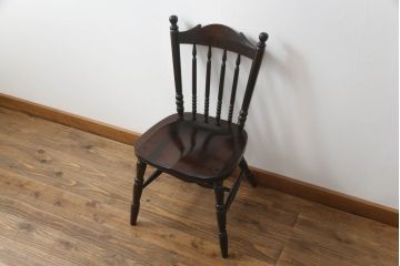 中古　美品　松本民芸家具　16型スピンドルチェア　ゆったりと座れるダイニングチェア(板座チェア、椅子、イス)(R-069348)