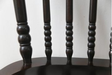 中古　美品　松本民芸家具　16型スピンドルチェア　ゆったりと座れるダイニングチェア(板座チェア、椅子、イス)(R-069348)