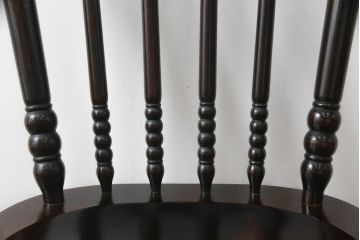中古　美品　松本民芸家具　16型スピンドルチェア　ゆったりと座れるダイニングチェア(板座チェア、椅子、イス)(R-069348)