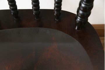 中古　美品　松本民芸家具　16型スピンドルチェア　ゆったりと座れるダイニングチェア(板座チェア、椅子、イス)(R-069348)