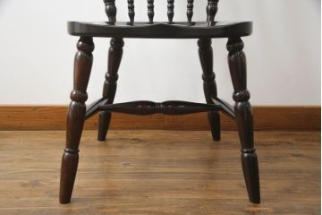 中古　美品　松本民芸家具　16型スピンドルチェア　ゆったりと座れるダイニングチェア(板座チェア、椅子、イス)(R-069348)