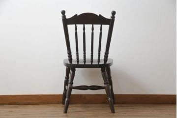 中古　美品　松本民芸家具　16型スピンドルチェア　ゆったりと座れるダイニングチェア(板座チェア、椅子、イス)(R-069348)