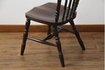 中古　美品　松本民芸家具　16型スピンドルチェア　ゆったりと座れるダイニングチェア(板座チェア、椅子、イス)(R-069348)