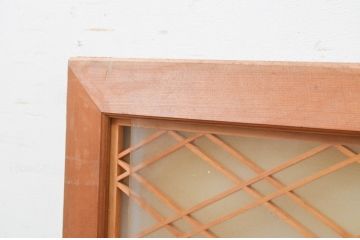 アンティーク建具　落ち着きのある空間を演出する両面ガラスの大きな組子欄間1枚(明り取り、明かり取り)(R-069357)