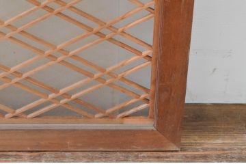 アンティーク建具　落ち着きのある空間を演出する両面ガラスの大きな組子欄間1枚(明り取り、明かり取り)(R-069357)