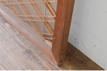 アンティーク建具　落ち着きのある空間を演出する両面ガラスの大きな組子欄間1枚(明り取り、明かり取り)(R-069357)