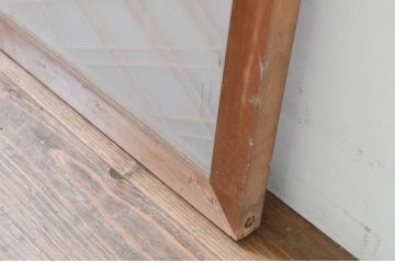 アンティーク建具　落ち着きのある空間を演出する両面ガラスの大きな組子欄間1枚(明り取り、明かり取り)(R-069357)
