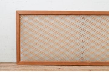 アンティーク建具　落ち着きのある空間を演出する両面ガラスの大きな組子欄間1枚(明り取り、明かり取り)(R-069358)