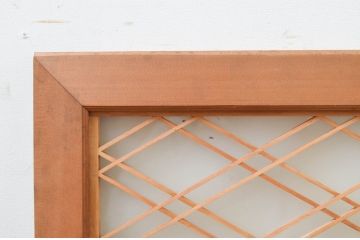 アンティーク建具　落ち着きのある空間を演出する両面ガラスの大きな組子欄間1枚(明り取り、明かり取り)(R-069358)