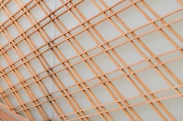 アンティーク建具　落ち着きのある空間を演出する両面ガラスの大きな組子欄間1枚(明り取り、明かり取り)(R-069358)