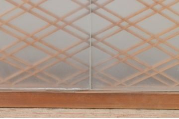 アンティーク建具　落ち着きのある空間を演出する両面ガラスの大きな組子欄間1枚(明り取り、明かり取り)(R-069358)