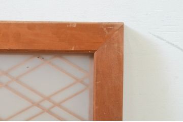 アンティーク建具　落ち着きのある空間を演出する両面ガラスの大きな組子欄間1枚(明り取り、明かり取り)(R-069358)