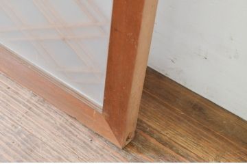 アンティーク建具　落ち着きのある空間を演出する両面ガラスの大きな組子欄間1枚(明り取り、明かり取り)(R-069358)