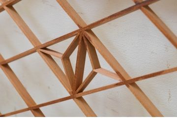 アンティーク建具　和モダンな空間を演出する組子欄間1枚(明り取り、明かり取り)(R-069359)