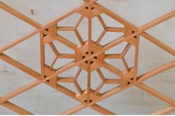 アンティーク建具　和モダンな空間を演出する組子欄間1枚(明り取り、明かり取り)(R-069360)