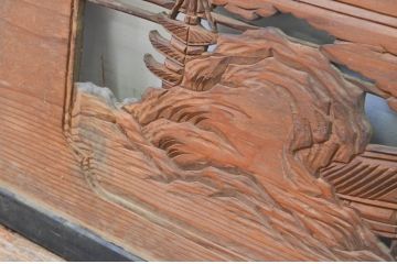 アンティーク建具　上質な和を演出する松の彫刻欄間1枚(明り取り、明かり取り)(R-069364)
