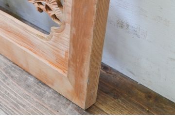 アンティーク建具　和の雰囲気を高める松と鷹の彫刻欄間1枚(明り取り、明かり取り)(R-069365)