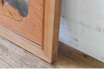 アンティーク建具　和の雰囲気を高める梅と竹の彫刻欄間1枚(明り取り、明かり取り)(R-069366)