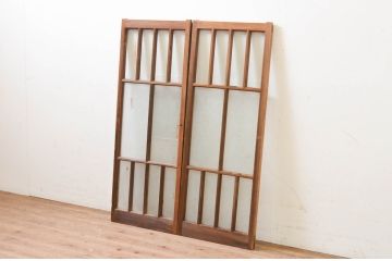 アンティーク建具　大正ロマンなお部屋作りにおすすめなガラス窓2枚セット(引き戸、ガラス戸)(R-069368)