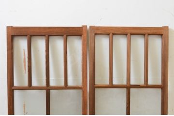 アンティーク建具　大正ロマンなお部屋作りにおすすめなガラス窓2枚セット(引き戸、ガラス戸)(R-069368)