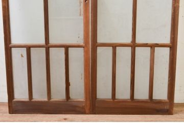 アンティーク建具　大正ロマンなお部屋作りにおすすめなガラス窓2枚セット(引き戸、ガラス戸)(R-069368)