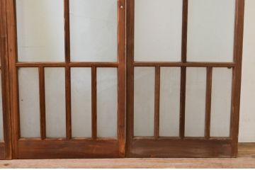 アンティーク建具　大正ロマンなお部屋作りにおすすめなガラス窓4枚セット(引き戸、ガラス戸)(R-069369)
