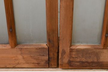 アンティーク建具　大正ロマンなお部屋作りにおすすめなガラス窓4枚セット(引き戸、ガラス戸)(R-069369)