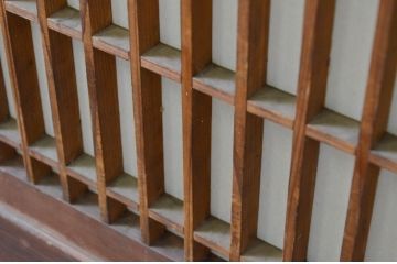 アンティーク建具　和モダンな空間作りにおすすめな障子帯戸4枚セット(引き戸、障子戸)(R-069370)