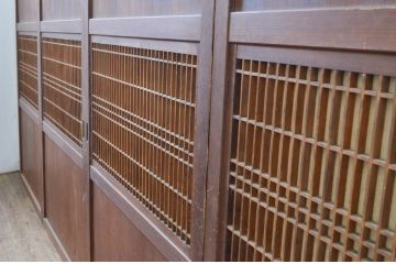 アンティーク建具　和モダンな空間作りにおすすめな障子帯戸4枚セット(引き戸、障子戸)(R-069370)