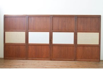 アンティーク建具　和モダンな空間作りにおすすめな障子帯戸4枚セット(引き戸、障子戸)(R-069370)