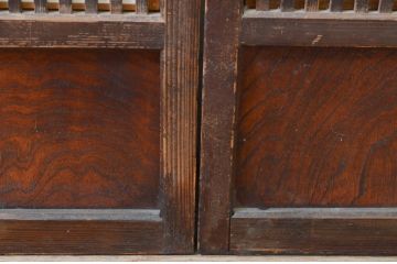 アンティーク建具　どこか懐かしい空気を醸し出す裏障子付き格子戸4枚セット(引き戸、障子戸、ガラス帯戸)(R-069371)