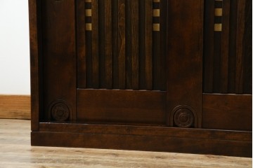 和製ビンテージ　星野民藝(星野民芸)　格子デザインとシックな色合いが魅力的なサイドボード(下駄箱、キャビネット、収納棚、戸棚、ヴィンテージ)(R-069379)