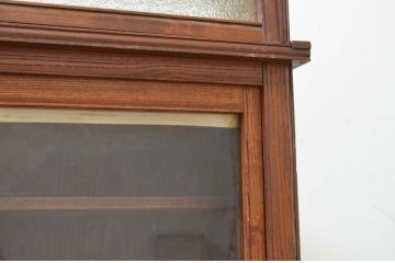 和製アンティーク　希少　激レアデザイン　タモ材　ショーケース付きのカウンター両袖机(カウンターテーブル、収納棚、ワークデスク、オフィスデスク、在宅ワーク、在宅用)(R-069388)