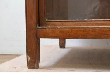 和製アンティーク　希少　激レアデザイン　タモ材　ショーケース付きのカウンター両袖机(カウンターテーブル、収納棚、ワークデスク、オフィスデスク、在宅ワーク、在宅用)(R-069388)