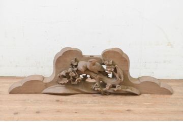 和製アンティーク　総欅(ケヤキ)材　鳥と桜の彫刻が素晴らしい古い寺社仏閣の蟇股(かえるまた、欄間、山車、だんぢり、ディスプレイ、置物)(R-069404)