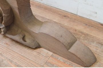 和製アンティーク　総欅(ケヤキ)材　鳥と桜の彫刻が素晴らしい古い寺社仏閣の蟇股(かえるまた、欄間、山車、だんぢり、ディスプレイ、置物)(R-069404)