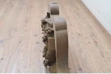 和製アンティーク　総欅(ケヤキ)材　鳥と桜の彫刻が素晴らしい古い寺社仏閣の蟇股(かえるまた、欄間、山車、だんぢり、ディスプレイ、置物)(R-069404)
