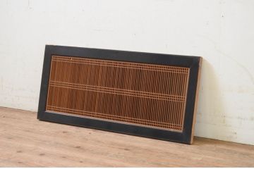 アンティーク建具　和の趣溢れる片面ガラス筬欄間1枚(明かり取り、明り取り、オサランマ、格子欄間)(R-069406)