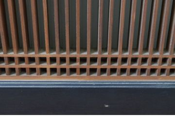 アンティーク建具　和の趣溢れる片面ガラス筬欄間1枚(明かり取り、明り取り、オサランマ、格子欄間)(R-069406)
