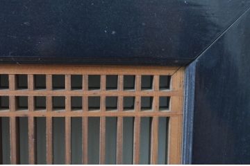 アンティーク建具　和の趣溢れる片面ガラス筬欄間1枚(明かり取り、明り取り、オサランマ、格子欄間)(R-069406)