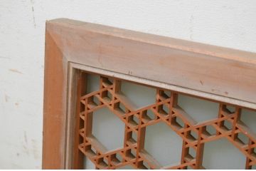 アンティーク建具　片面ガラス　華やかな空間を演出する組子欄間1枚(明り取り、明かり取り)(R-069408)