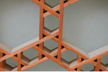アンティーク建具　片面ガラス　華やかな空間を演出する組子欄間1枚(明り取り、明かり取り)(R-069408)