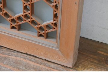アンティーク建具　片面ガラス　華やかな空間を演出する組子欄間1枚(明り取り、明かり取り)(R-069408)