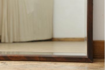 中古　松本民芸家具　リメイク　落ち着きのある空間を演出する!上品な色合いが魅力のミラー(壁掛け鏡、ウォールミラー)(R-069409)