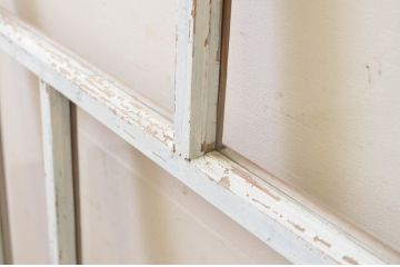 アンティーク建具　ペイント仕上げ限定　大正ロマン　レトロな空間作りにおすすめなペイントガラス窓1枚(引き戸、ガラス戸)(R-069410)