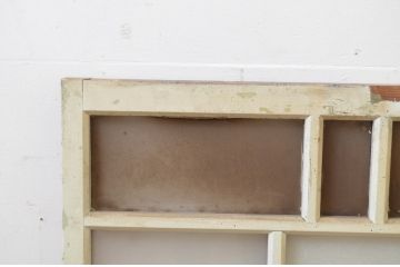アンティーク建具　ペイント仕上げ限定　大正ロマン　どこか懐かしい雰囲気を醸し出すペイントガラス窓1枚(FIX、フィックス、嵌め殺し)(R-069411)